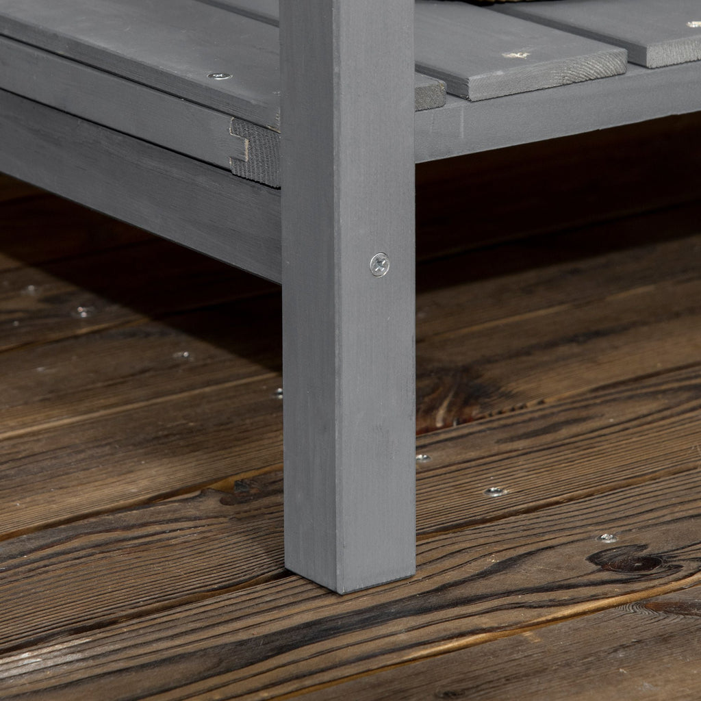 Elevated Planter Box Stand Wooden with 8 Slots and Shelf Dark Grey for Herbs Veggies Flowers